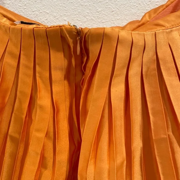 Andrea Iyamah Vibrant Orange Tami Pleated Tiered Wide Leg Pants Size Medium - Picture 7 of 10